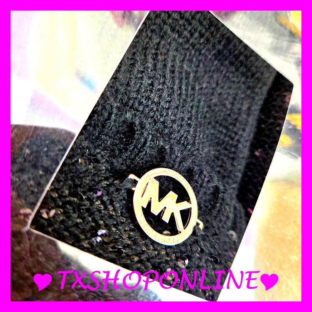 🌺🧣MICHAEL KORS Scarf & Hat Set sequin embellished gift box 🧣🌺